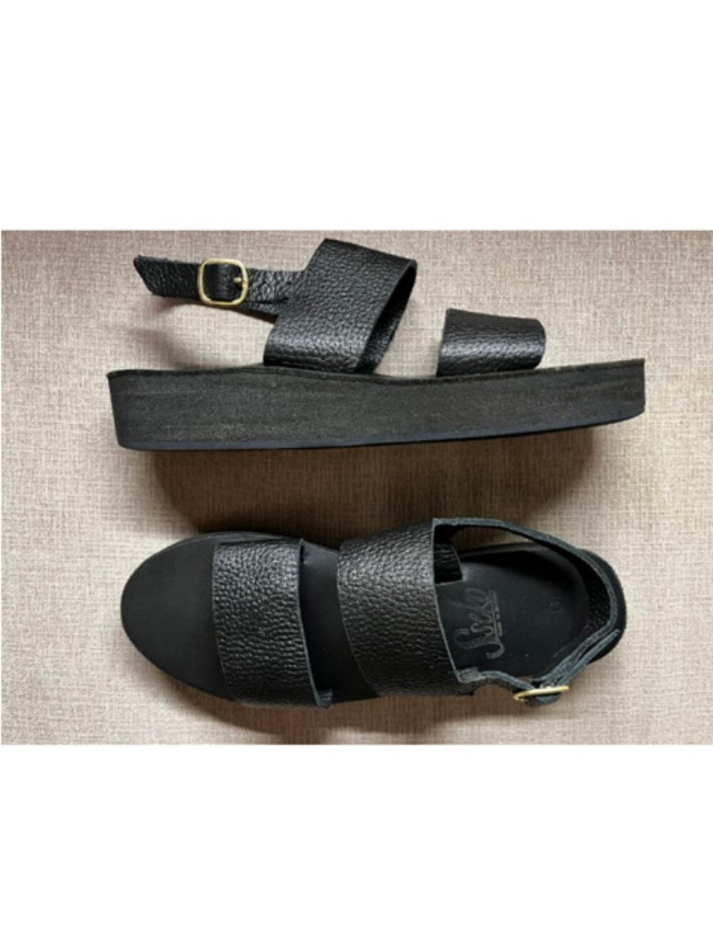 Sseko Designs Black Double Strap Minimalist Flatform Sandals Size 10 Sseko Desig